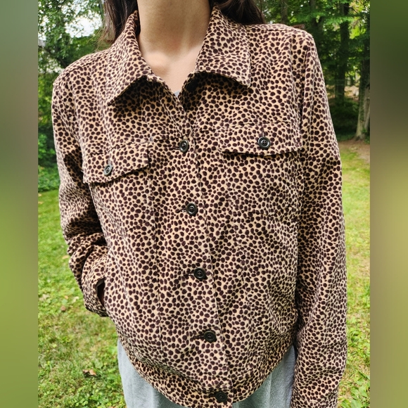 RARE 1990s Saks Fifth Avenue Real Clothes Label Velvety Animal Print Jacket-sz 8 - Picture 5 of 9